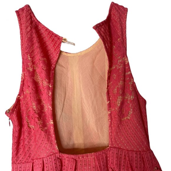 Free People|Womens|Fit & Flare Mini Dress|Size 2|Coral|Full Lace| Lined - Picture 10 of 15